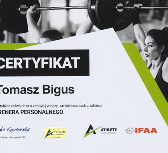 Certyfikat – kurs zawodowy trenera personalnego